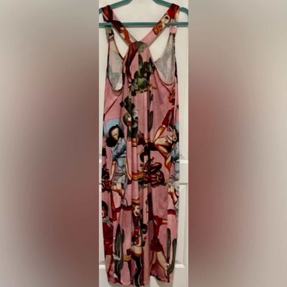 Western Cowgirl Cactus Print Racerback Jumpsuit Whimsical Y2K Festival XS Romper - Picture 3 of 9